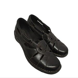 Clark's Bendables 'Nikki Regatta' Black Leather Slip-On Size 8W